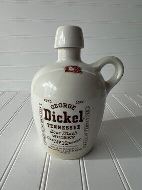 George Dickel No12 Whiskey Jug 1988 750ml Ceramic Tennessee Bottle Vintage